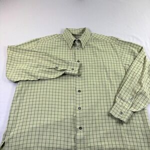 Ermenegildo Zegna Shirt Mens XL Green Plaid Button Up Long Sleeve